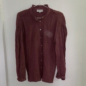 Old Pink Long Sleeve Button-Up Blouse